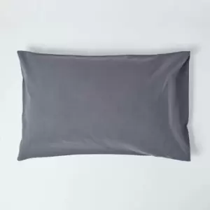 Dark Grey Linen Housewife Pillowcase, Standard - Grey - Homescapes