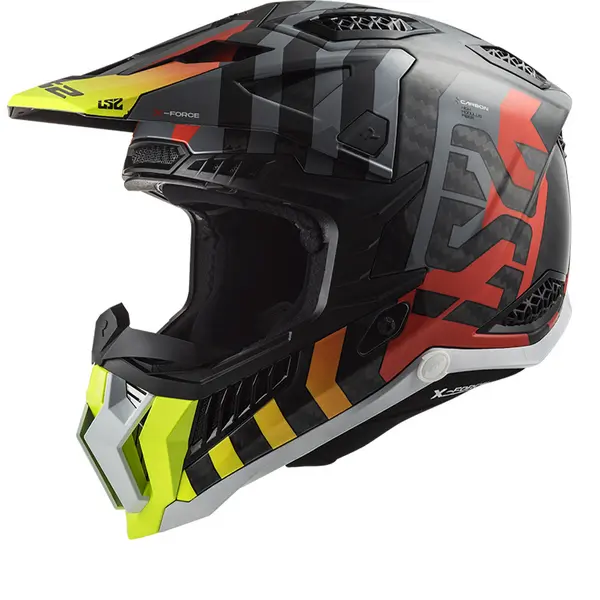 LS2 Mx703 C X-Force Barrier H-V Yellow Red Offroad Helmet Size XS