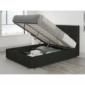 Presley Ottoman Upholstered Bed, Saxon Twill, Charcoal - Ottoman Bed Size Single (90x190)