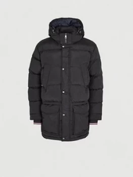 Tommy Hilfiger Down Fill Padded Hooded Parka - Black, Size 2XL, Men