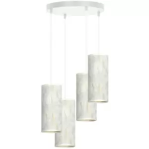 Emibig Karli White Cluster Pendant Ceiling Light with White Fabric Shades, 4x E14