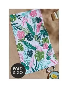 Catherine Lansfield Tropic Palms Beach Towel In A Bag