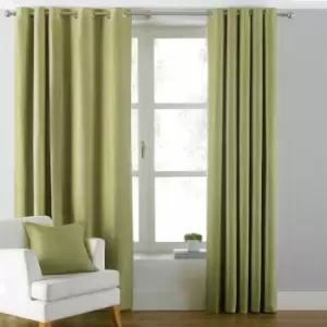 Rivapaoletti - Riva Paoletti Atlantic Woven Twill Lined Eyelet Curtains, Green, 46 x 72 Inch