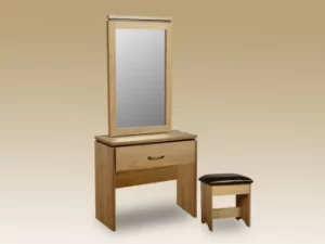 Seconique Charles Oak 1 Drawer Dressing Table with Mirror and Stool Flat Packed