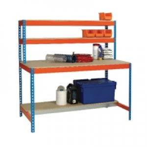 Slingsby Blue and Orange Workbench With Upper and Lower Shelves 1500x750mm 3755