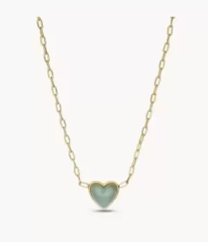 Fossil Women Mint Green Resin Heart Pendant Necklace