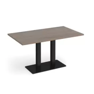 Eros rectangular dining table with flat Black rectangular base and twin uprights 1400mm x 800mm - barcelona walnut