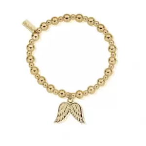 Gold Mini Small Ball Double Angel Wing Bracelet GBMSB701