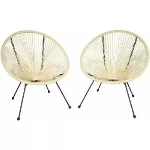 Gabriella chairs in retro style (set of 2) - garden chairs, egg chairs, bedroom chairs - beige - beige