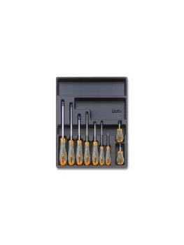 Beta Tools T161 9pc Phillips Screwdriver Set in Hard Tray for Roller Cabs