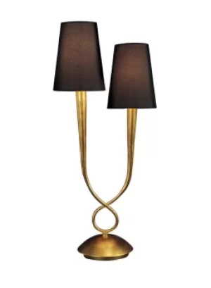 Paola Table Lamp 2 Light E14, Gold Painted with Black Shades