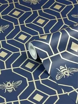 Furn Bee Deco Geometric Foil Printed Wallpaper