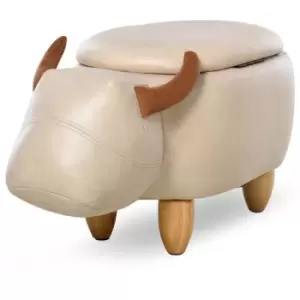 Homcom - Buffalo Storage Stool Cute Decoration Footrest Wood Frame Ivory