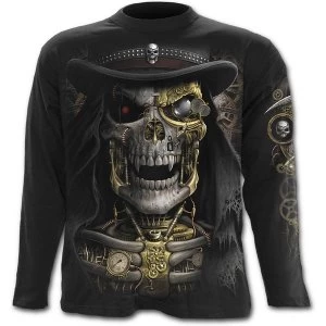 SteamPunk Reaper Mens Large Long Sleeve T-Shirt - Black