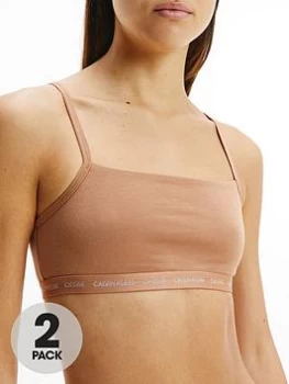 Calvin Klein One Cotton Skin Tone 2-Pack Unlined Bralette - Umber, Brown, Size L, Women