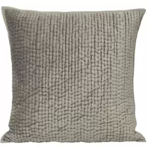 Paoletti - Brooklands Velvet Embossed Quilted Cushion Cover, Silver, 55 x 55 Cm