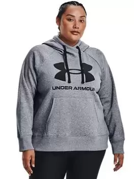 Under Armour Rival Fleece Logo Hoodie Curve - Grey Heather, Grey Heather, Size 2X, Women