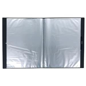 5 Star A4 Display Book Hardback Cover Polypropylene 100 Pockets Black