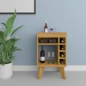 Naples Mini Bar Side Table Wine Bottle Glass Rack Unit - Oak Effect