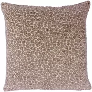 Riva Paoletti - Leo Chenille Leopard Print Cushion Cover, Taupe, 45 x 45 Cm