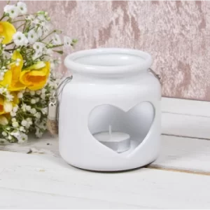 Heart Ceramic Candle Holder White 10Cm By Lesser & Pavey