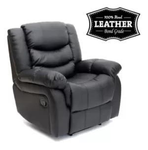 More4homes - seattle Black leather recliner armchair sofa home lounge chair reclining