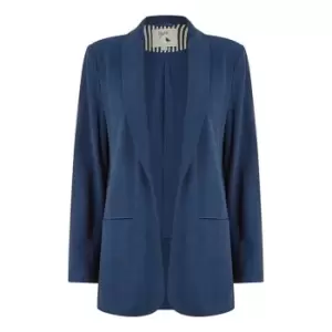 Yumi Navy Linen Relaxed Blazer - Blue