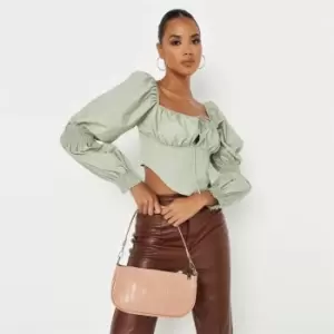 Missguided Milkmaid Corset Top - Green