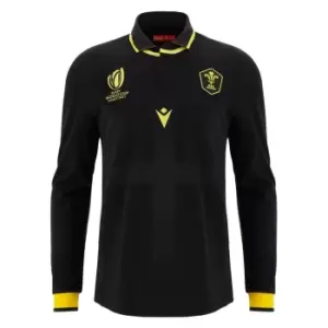 Macron Wales Rugby Away Long Sleeve Shirt 2023 2024 Adults - Black