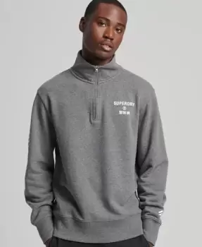 Superdry Mens Code Core Sport Half Zip Sweatshirt Dark Grey / Dark Charcoal Marl - Size: S