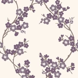 Graham and Brown Super Fresco Cherry Blossom Wallpaper - Plum