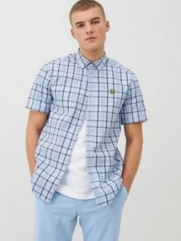 Lyle & Scott Short Sleeved Check Shirt - Light Blue