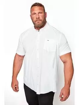 BadRhino Essential Short Sleeve Oxford Shirt - White, Size 5-6Xl, Men