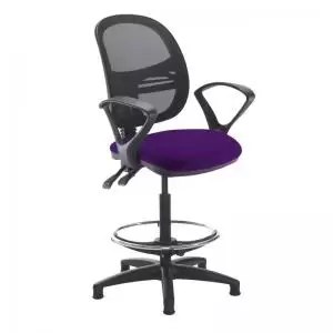 Jota mesh back draughtsmans chair with fixed arms - Tarot Purple