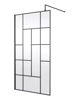 Hudson Reed 1100mm Abstract Frame Wetroom Screen - Matt Black