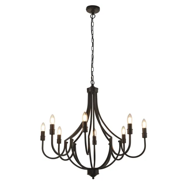 Searchlight Lodge 8 Light Chandelier - Black