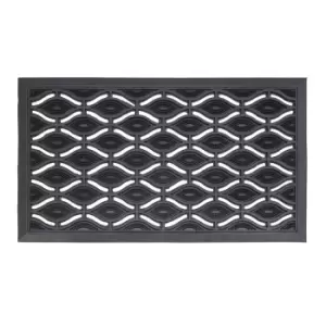 JVL Heavy Duty Ellipse Design Eyes Rubber Floor Door Mat - 40 x 70cm