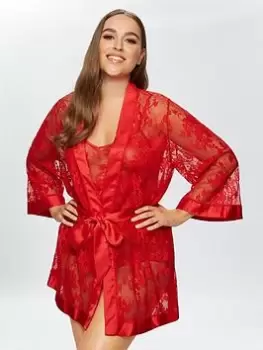 Ann Summers Nightwear & Loungewear The Dark Hours Robe - Bright Red, Bright Red, Size 2XL, Women