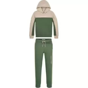 Calvin Klein Jeans Color Block Terry Hoodie Set - Green