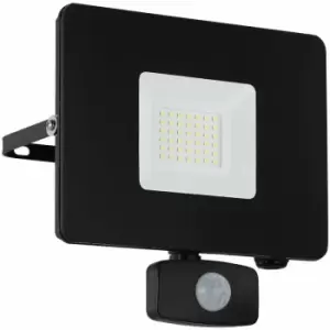 Loops - IP44 Outdoor Flood Light & pir Sensor Black Aluminium 30W Built in led