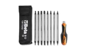 Beta Tools 1281BG-TX/A8 9pc Reversible Screwdriver & Handle Case Set 012810530