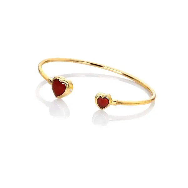 Hot Diamonds Hdxgem Heart Bangle - Red Agate Gold VZAZ6 Female