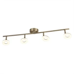 LED 4 Light Spotlight Bar White, Antique Brass