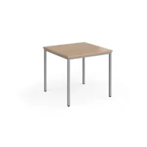 Flexi 25 square table with silver frame 800mm x 800mm - beech