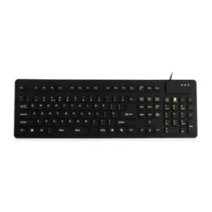 Accuratus WP127 V2 - Full Size Sealed Flexible Silicone Multimedia Keyboard - UK