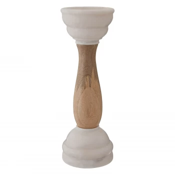 Premier Housewares Sena Candle Holder - Marble/Mango Wood White