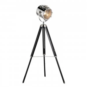 Floor Lamp Matt Black, Polished Nickel Plate, E27