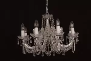 Marie Theresa Glass Chrome 8 Arm Chandelier