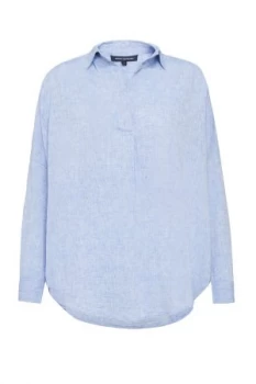 French Connection Yarn Dye Chambray Popover Shirt Blue