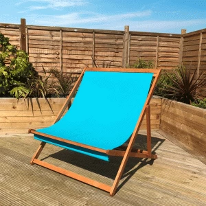 Charles Bentley Wooden FSC Eucalyptus Folding Double Deck Chair - Teal